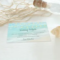 Beach Ocean String Lights Wedding Website Enclosure Card