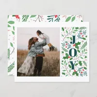 Budget  JOY Holly Berries Photo  Holiday Card