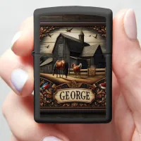 Rustic Farm With Horses Zippo Lighter