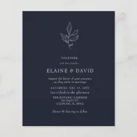 Budget Navy Modern Botanical Wedding Invitations