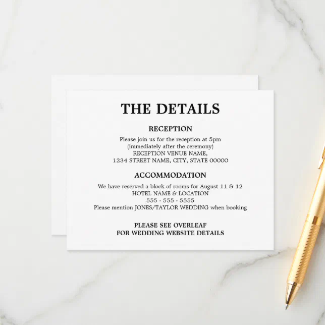Minimalist Wedding QR Code Details Enclosure Card
