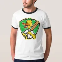 Retro Cricket Cartoon Duck T-Shirt