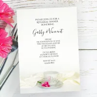 Floral Tea Cup Pink Roses Wedding Rehearsal Dinner Invitation