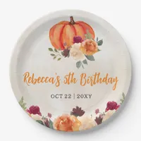 Fall Burnt Orange Pumpkin Patch Birthday Paper Plates