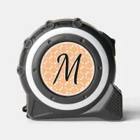 Elegant Monogram Pretty Dots Pattern Peach Orange Tape Measure