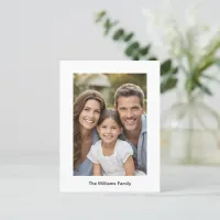 Family Photo Simple Modern White Border Custom Postcard