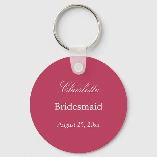 Carmine Magenta Bridesmaid Thank You Keychain