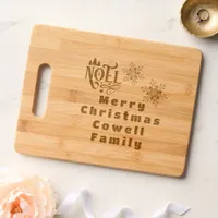 Merry Christmas Noel Family Name Monogram etched Cutting Board