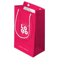 Company Logo Small Hot Pink Paper Shopping Bag