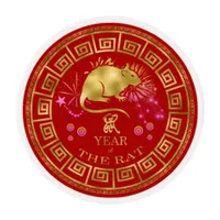 Chinese Zodiac Rat Red/Gold ID542 Edible Frosting Rounds