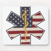 Emergency Medical Worker Tribute Usa Flag -EMS EMT Mouse Pad