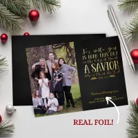 Gold Foil Christian Verse Christmas Photo Foil Holiday Card