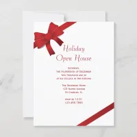 Red Bows Holiday Open House Party Invitation