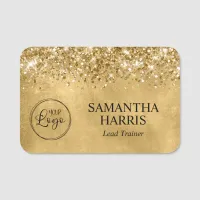 Glittery Gold Business Logo Name Tag