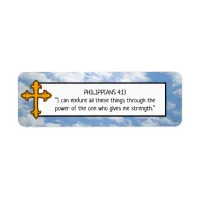 Religious Bible Verse and Clouds Label