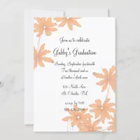 Orange Daisies Graduation Party Invitation