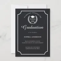 Classic Black Photo Graduation Emblem Announcement