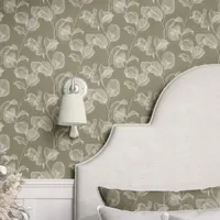 Eucalyptus Leaves on Sage Green Wallpaper