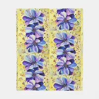 Delphinium  flowers painting fleece blanket