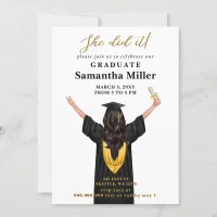 Modern Minimalist Photo She Did It Graduation Invitation