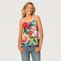 Whimsical Rose Pattern Tank Top