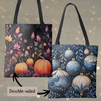 Magical Pumpkins and Elegant Ornaments Fall Winter Tote Bag