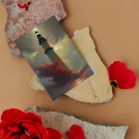 Lighthouse floating in the Sunset Clouds Postcard