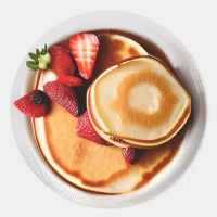 Pancakes with Strawberries Food Classic Round Sticker