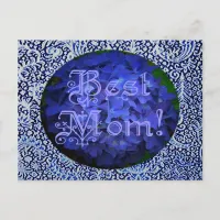 Best Mom with Blue Flower Background Postcard