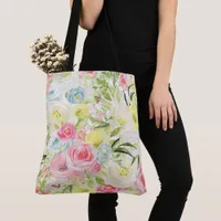 Watercolor Pretty Floral Tote Bag