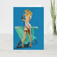 Vintage Pinup Ironing, Birthday Card