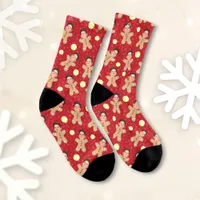 Custom Face Photo Gingerbread Men Christmas Socks