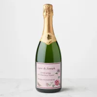 Pink & Purple Floral Vine   Sparkling Wine Label