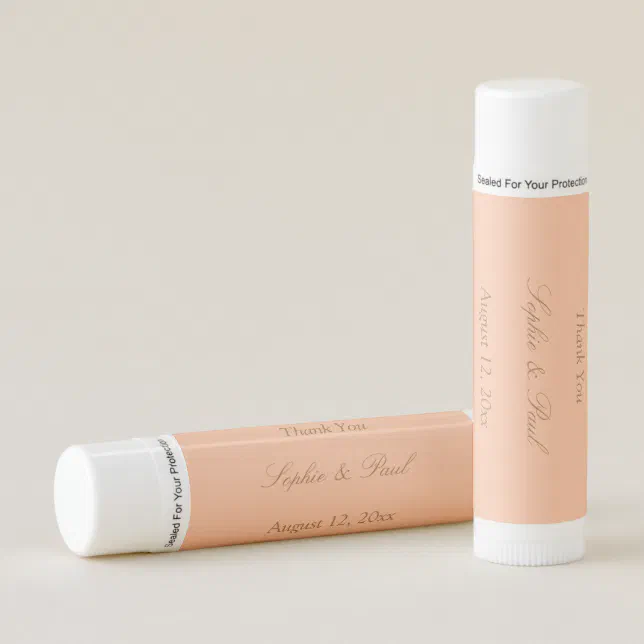 Elegant Peach Beige Wedding Favor Lip Balm