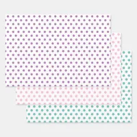 Polka Dots in Pink, Blue, and Lavendar Wrapping Paper Sheets