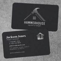 Custom Black + Silver Home Building Construction Business Card