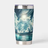 Beautiful Ocean, Dock and Fluffy Clouds Insulated Tumbler