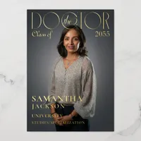 The Doctor Chic Doctoral Graduation Photo Magazine Foil Invitation