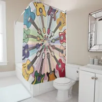 Vibrant Multi-coloured Guitar Musical Style Shower Curtain