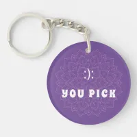 You Pick Emoticon Purple Mandala Keychain