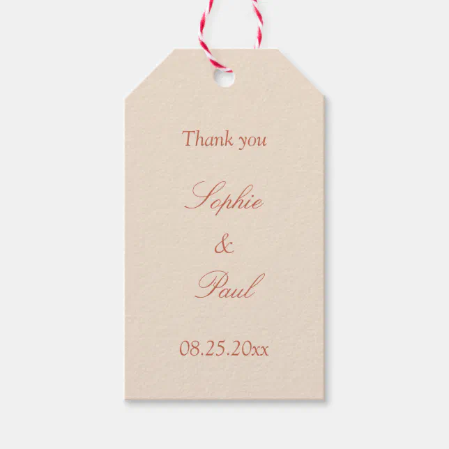 Terracotta Script Wedding Favor Gift Tags