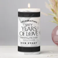 Elegant 60th Diamond Wedding Anniversary Pillar Candle