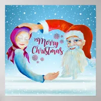 Hand-painted Watercolor Magical Santa Claus Poster