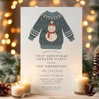 Snowman Tacky Ugly Christmas Sweater Party Invitation