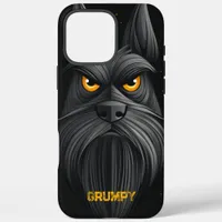 Black Grumpy Schnauzer Portrait iPhone 16 Pro Max Case