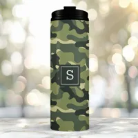 Green Camo Camouflage Outdoor Hunting Monogrammed Thermal Tumbler