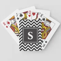 Custom Monogrammed Black and White Chevron | Poker Cards