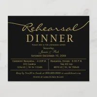 Budget Black Gold Rehearsal Dinner Invitation