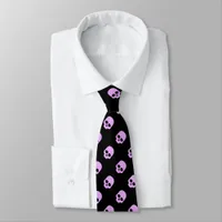 Cute Goth Pink Skulls Neck Tie