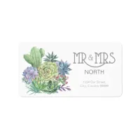 Succulents and Sparkle Wedding Mr & Mrs ID515 Label